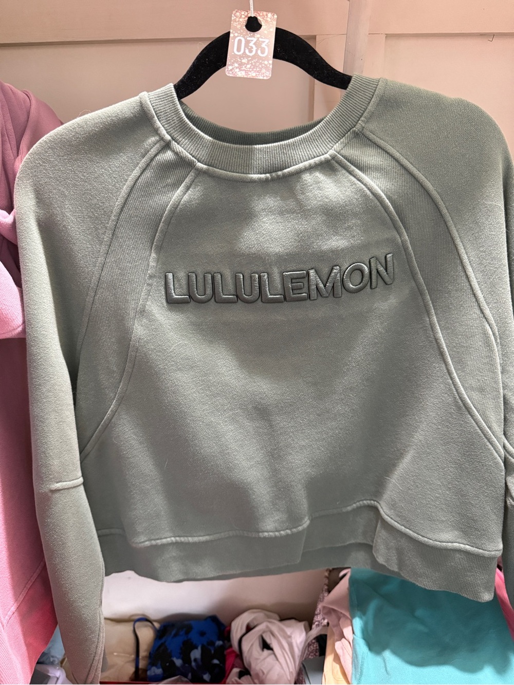 033 lululemon athletica wordmark Sage Green Crew Sweatshirt
